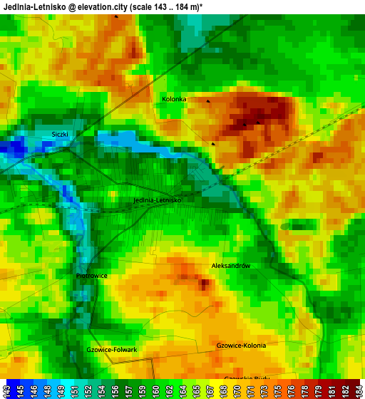 Jedlnia-Letnisko elevation map