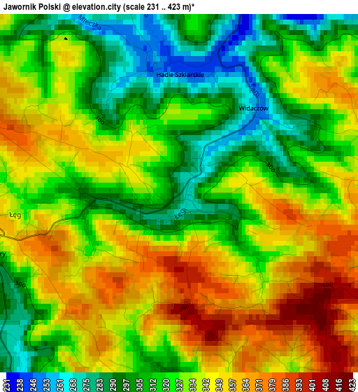 Jawornik Polski elevation map