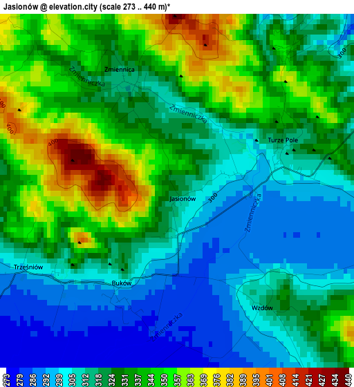 Jasionów elevation map