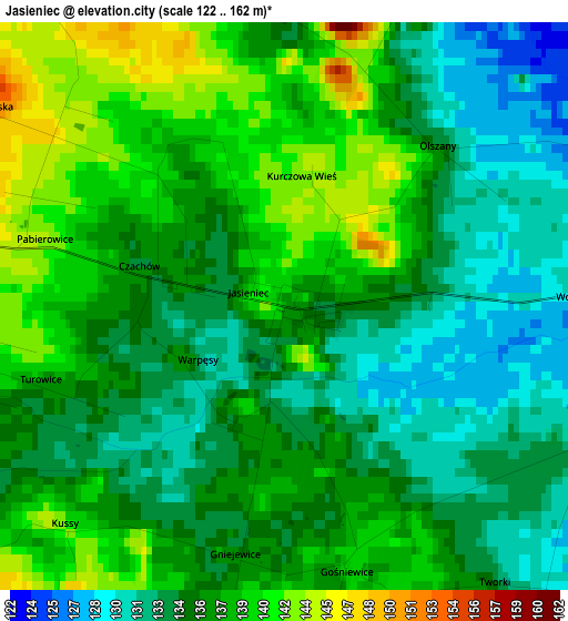 Jasieniec elevation map