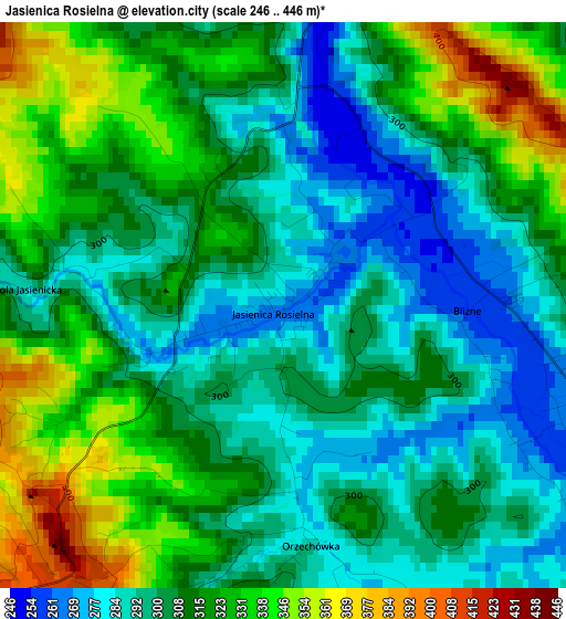 Jasienica Rosielna elevation map