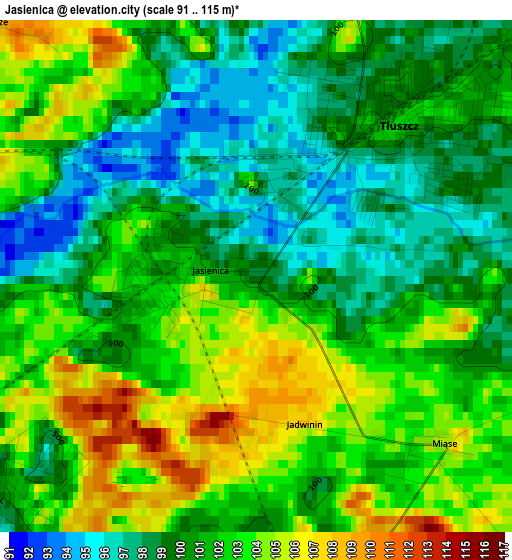 Jasienica elevation map