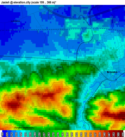 Jasień elevation map