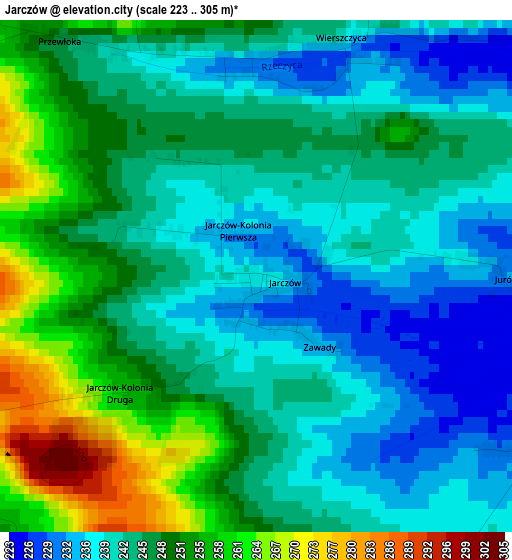 Jarczów elevation map