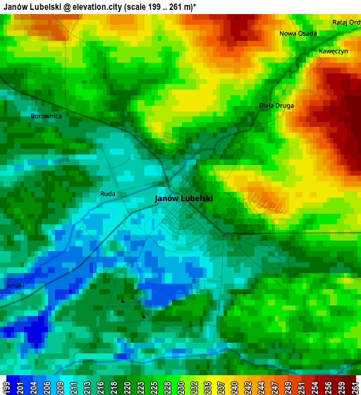 Janów Lubelski elevation map