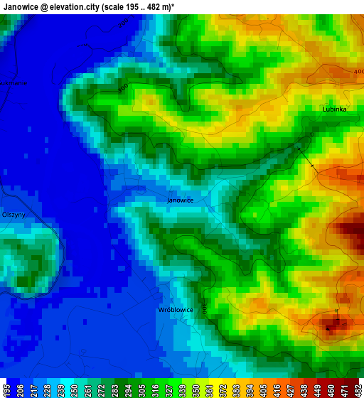 Janowice elevation map