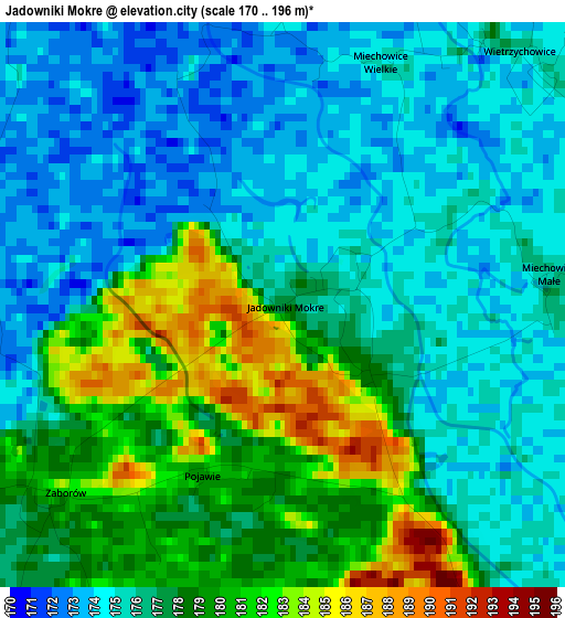 Jadowniki Mokre elevation map