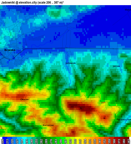 Jadowniki elevation map