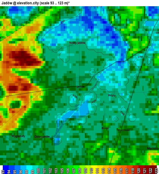 Jadów elevation map