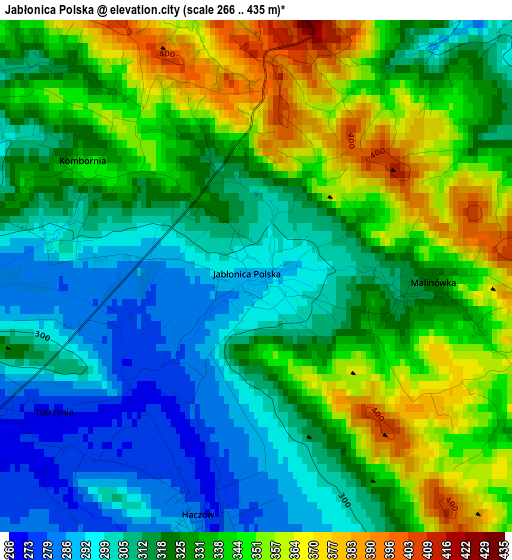 Jabłonica Polska elevation map