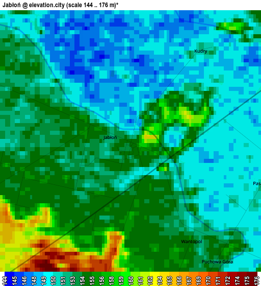 Jabłoń elevation map