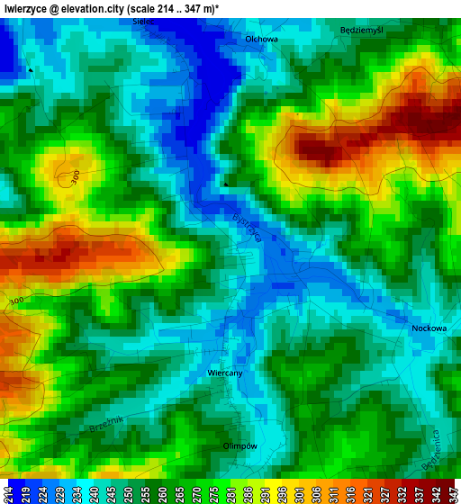 Iwierzyce elevation map