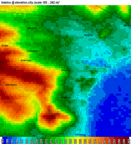 Imielno elevation map