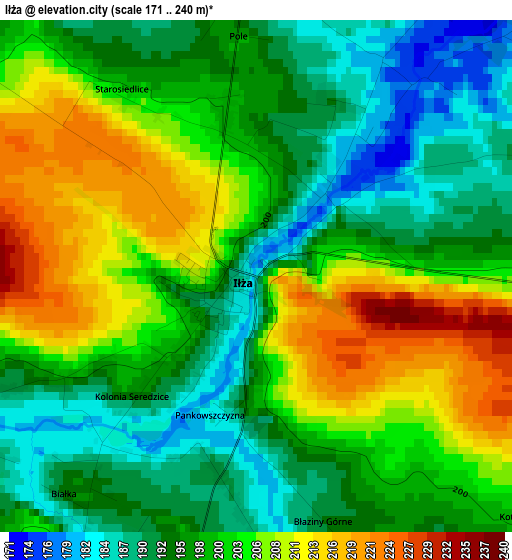 Iłża elevation map