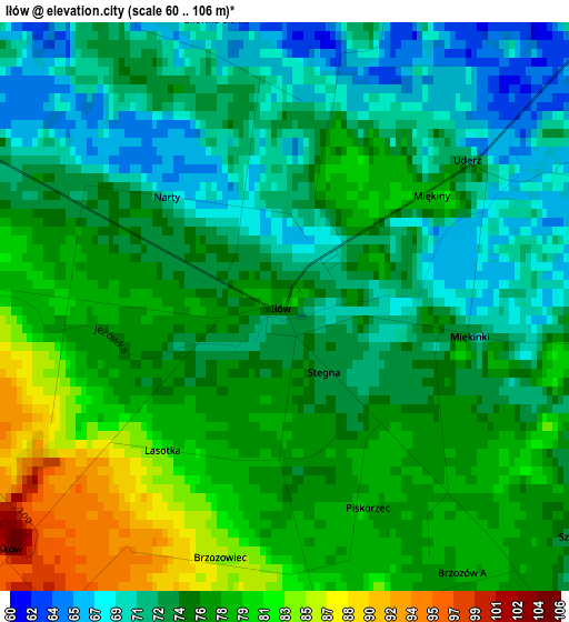 Iłów elevation map