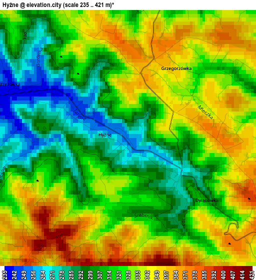 Hyżne elevation map