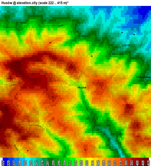 Husów elevation map