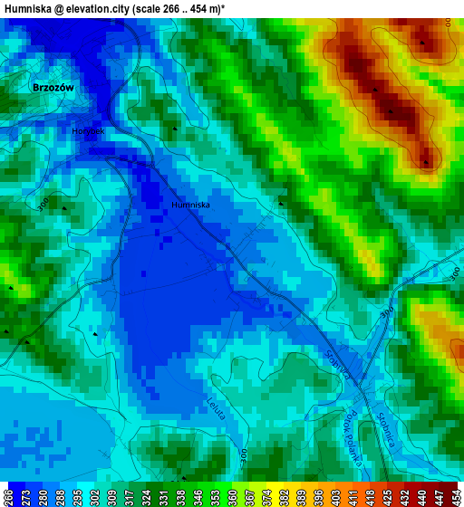 Humniska elevation map