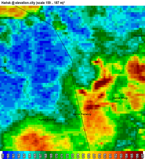 Hańsk elevation map