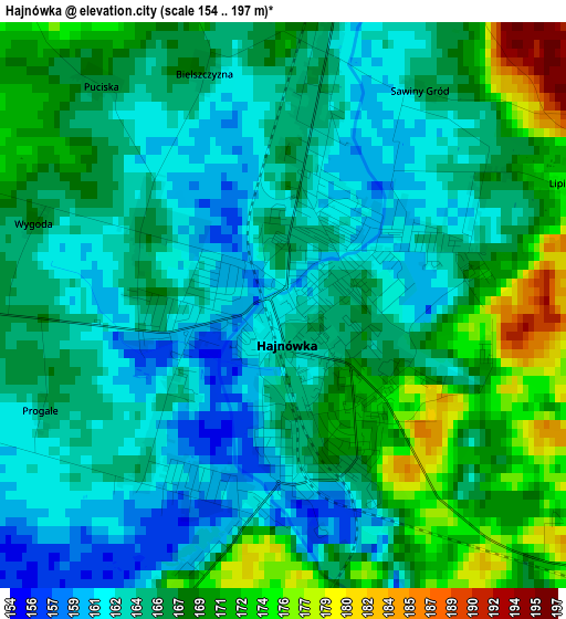 Hajnówka elevation map