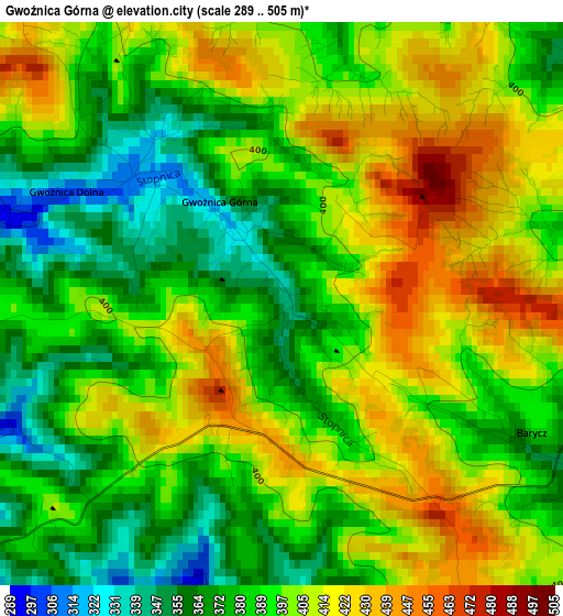 Gwoźnica Górna elevation map