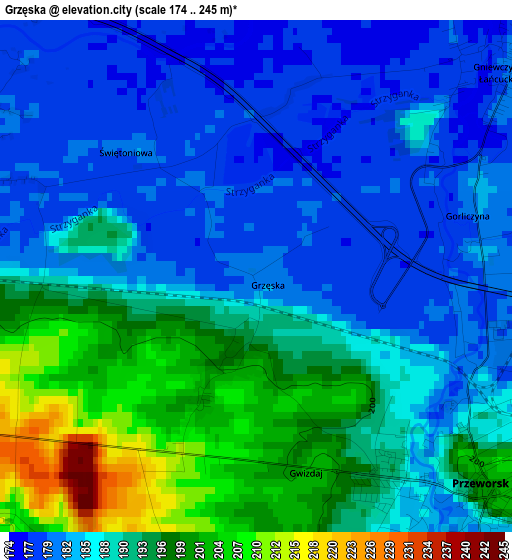 Grzęska elevation map