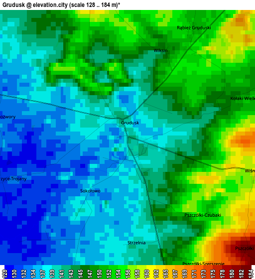 Grudusk elevation map