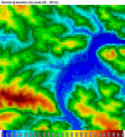 Gromnik elevation map