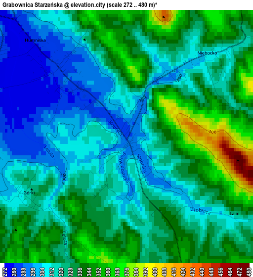 Grabownica Starzeńska elevation map