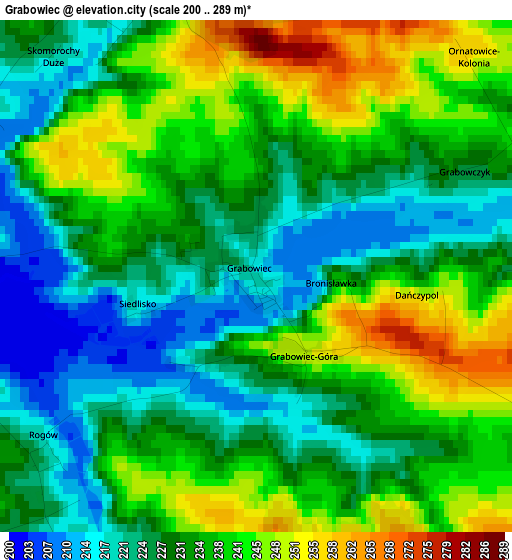 Grabowiec elevation map