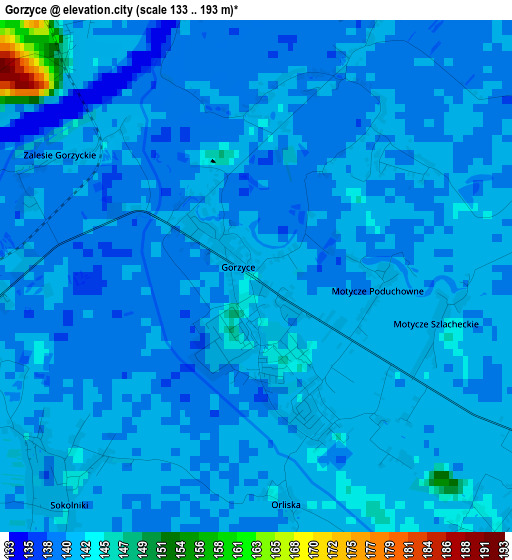 Gorzyce elevation map