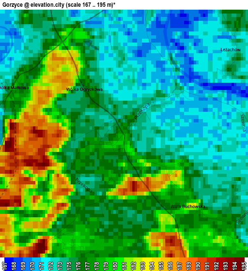 Gorzyce elevation map