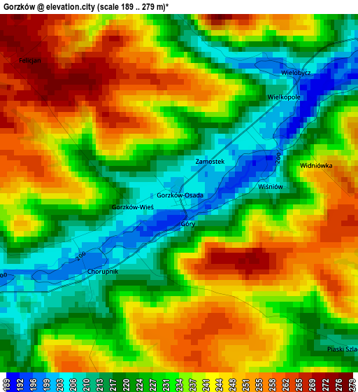 Gorzków elevation map