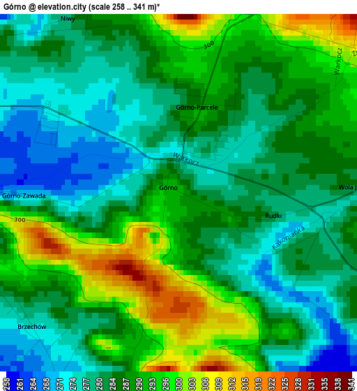 Górno elevation map