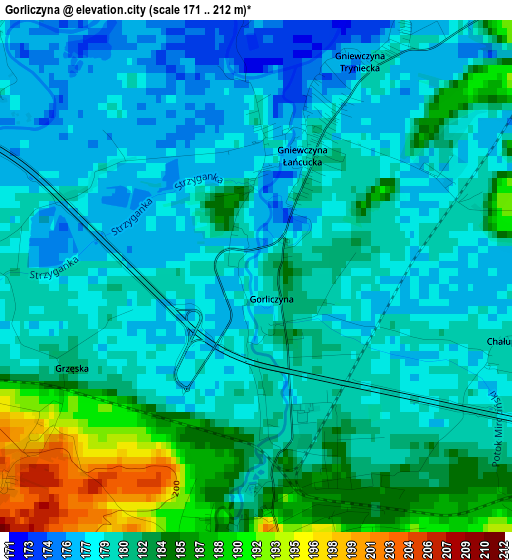 Gorliczyna elevation map