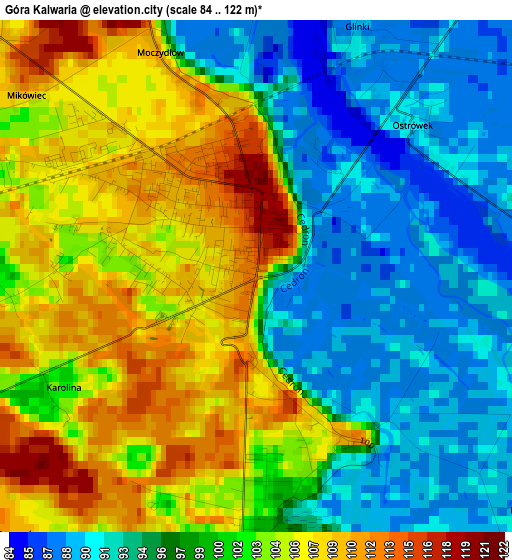 Góra Kalwaria elevation map