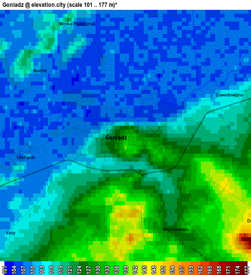 Goniadz elevation map