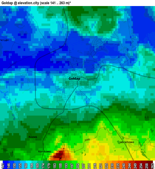 Gołdap elevation map