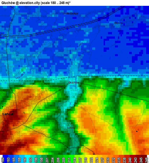 Głuchów elevation map