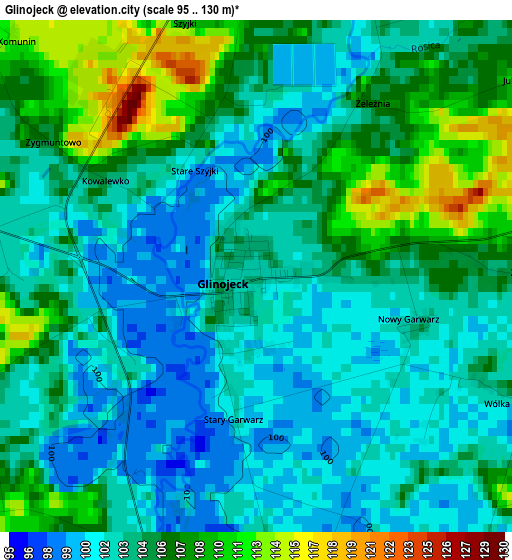 Glinojeck elevation map