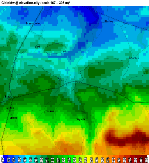 Gielniów elevation map