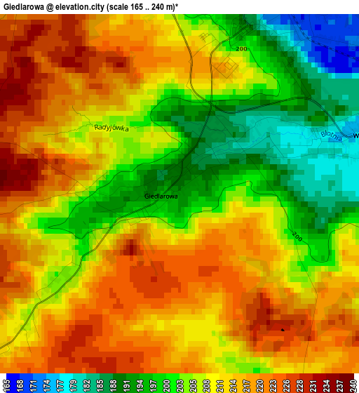 Giedlarowa elevation map