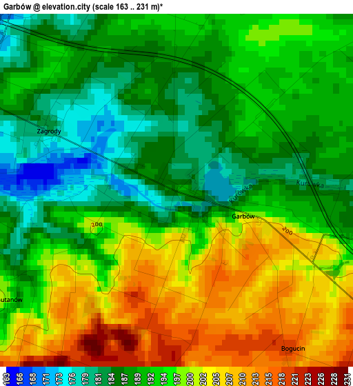 Garbów elevation map