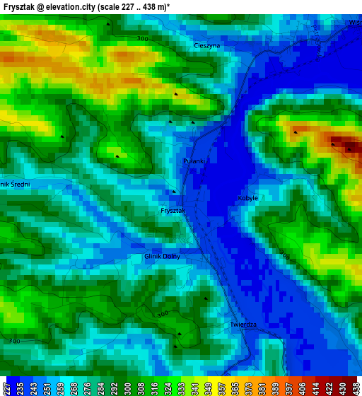 Frysztak elevation map