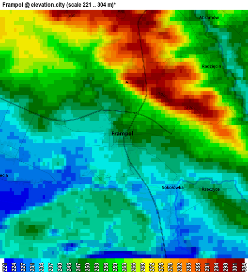 Frampol elevation map