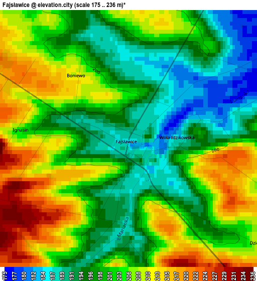 Fajsławice elevation map