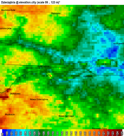 Dzierzążnia elevation map