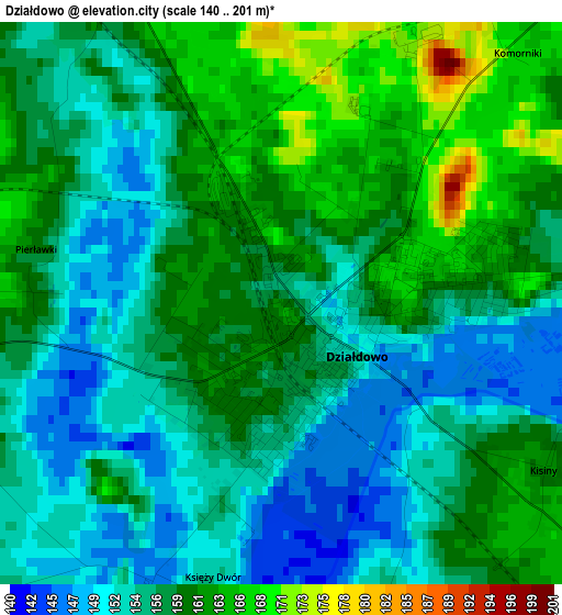 Działdowo elevation map