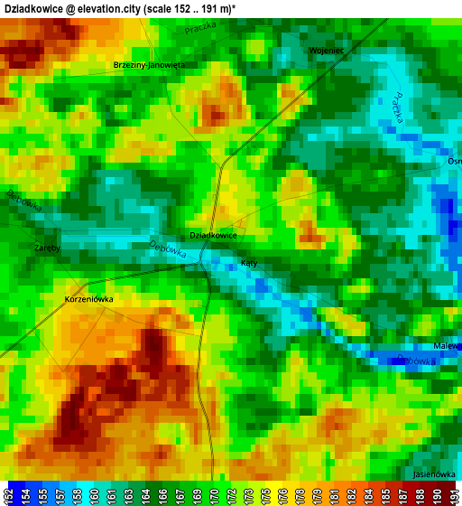 Dziadkowice elevation map