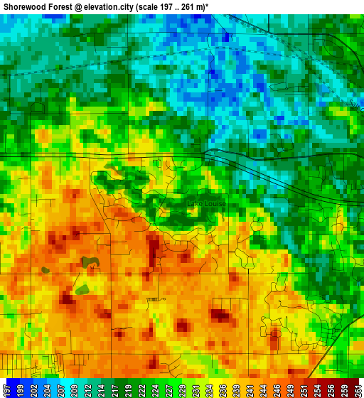 Shorewood Forest elevation map